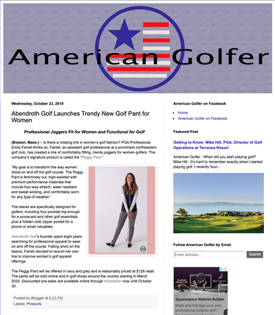 Abendroth Golf and The Peggy Pant Featured in American Golfer
