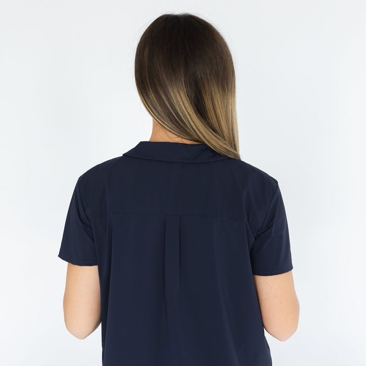 Beth Button-Up in Navy Blazer